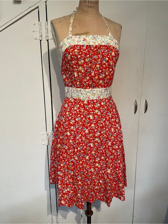 Dresses & Skirts - Adorable 70s calico cotton halter sundress XS S festival vintage 4 6 mini dress